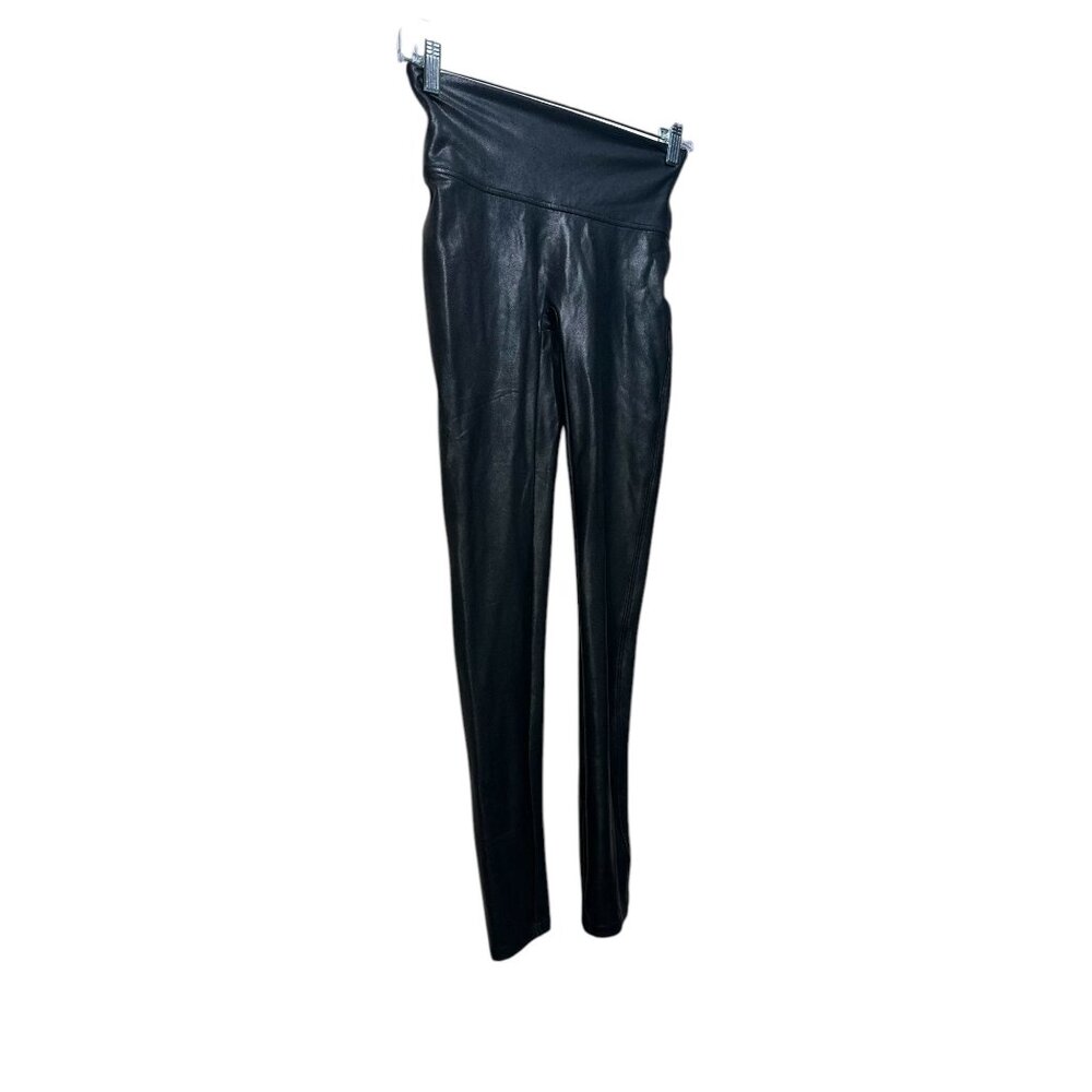 Spanx Faux Leather Leggings Womens Small Petite Black High Rise Stretch Gothic - Picture 15 of 16